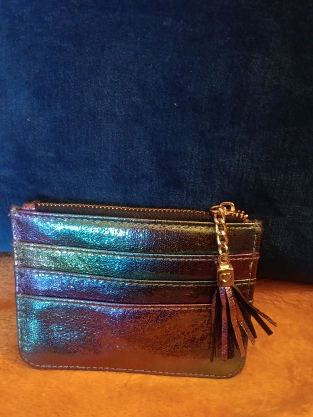 Iridescent Multi-Color Card Holder with Tassel